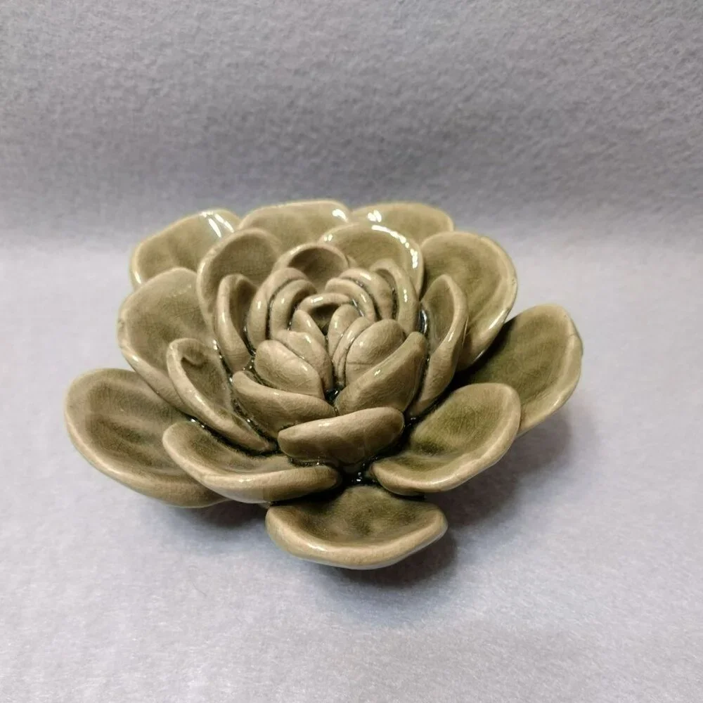 Handcrafted Ceramic Succulent, Studio Pottery, Leaf Plant Figurine, Boho Decor